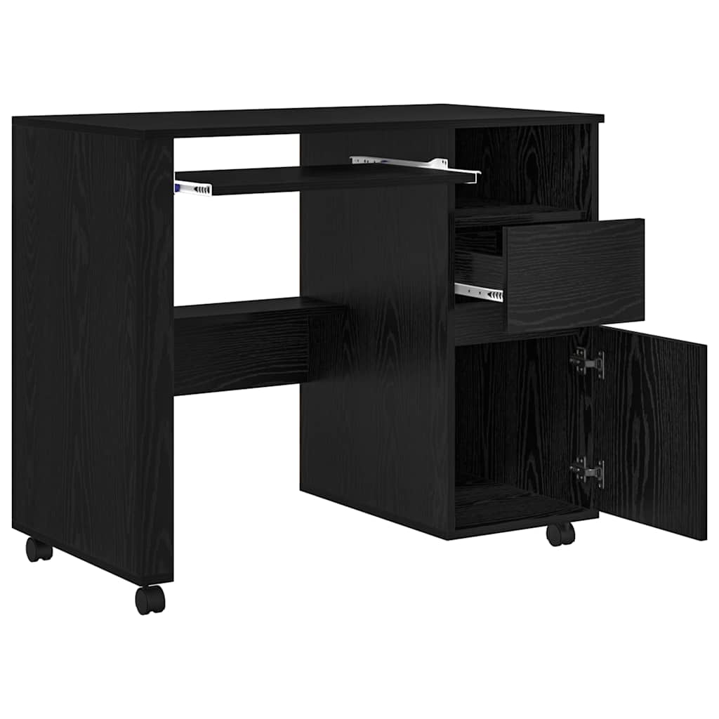 Scrivania con Ruote con cassetto Rovere Nero 91 x 50 x 77 cm | homemem39