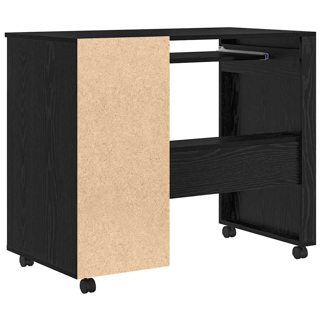 Scrivania con Ruote con cassetto Rovere Nero 91 x 50 x 77 cm | homemem39