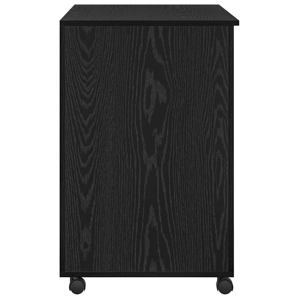 Scrivania con Ruote con cassetto Rovere Nero 91 x 50 x 77 cm | homemem39