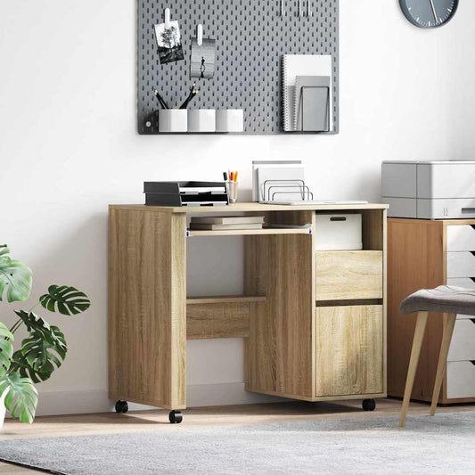 Scrivania con Ruote con cassetto Rovere Sonoma 91 x 50 x 77 cm | homemem39
