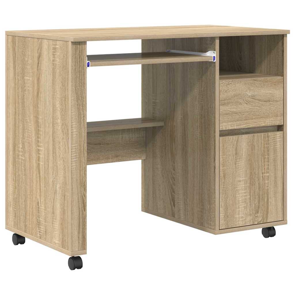 Scrivania con Ruote con cassetto Rovere Sonoma 91 x 50 x 77 cm | homemem39