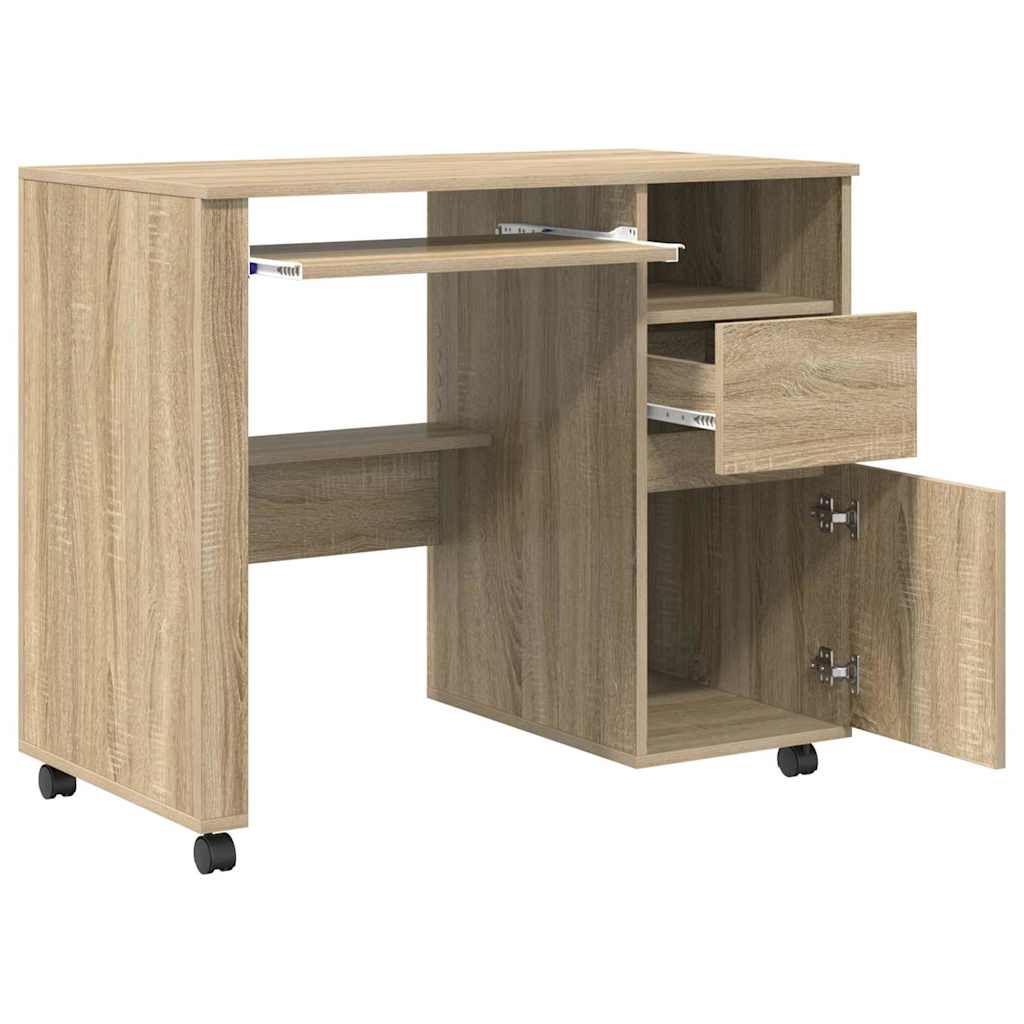 Scrivania con Ruote con cassetto Rovere Sonoma 91 x 50 x 77 cm | homemem39