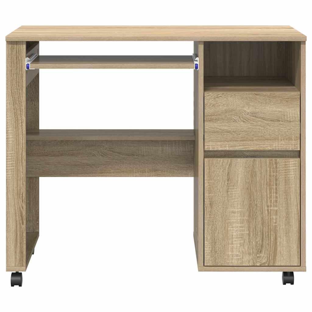 Scrivania con Ruote con cassetto Rovere Sonoma 91 x 50 x 77 cm