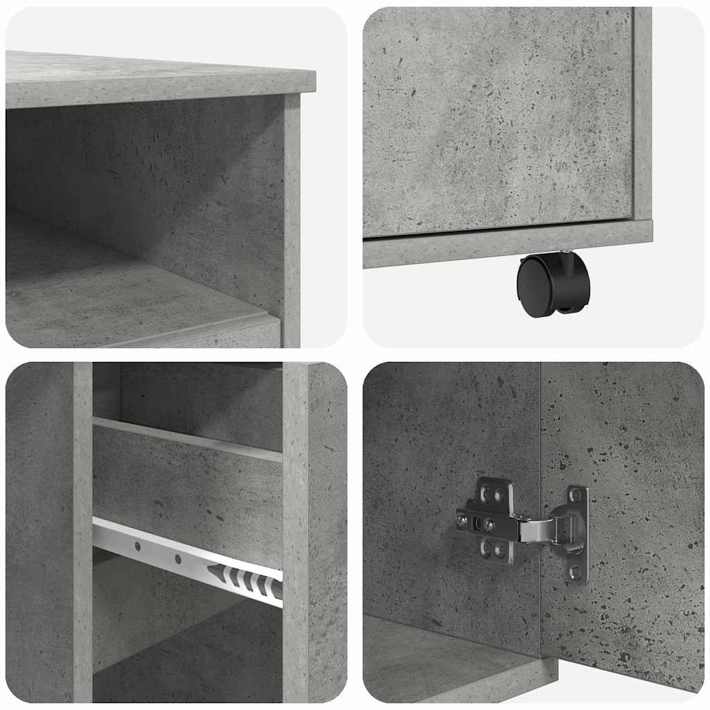 Scrivania con Ruote con cassetto Grigio cemento 91 x 50 x 77 cm | homemem39