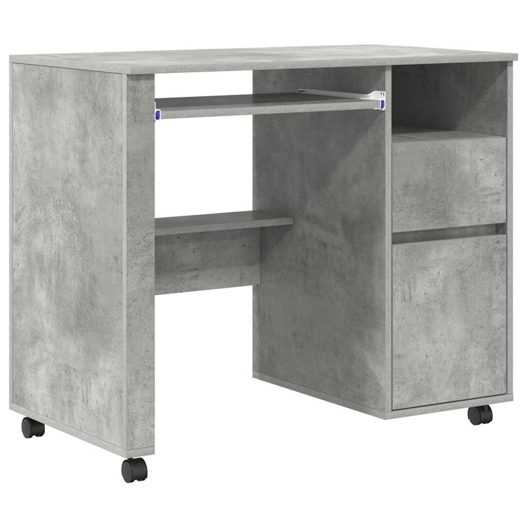 Scrivania con Ruote con cassetto Grigio cemento 91 x 50 x 77 cm | homemem39