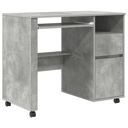 Scrivania con Ruote con cassetto Grigio cemento 91 x 50 x 77 cm | homemem39