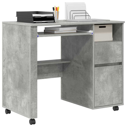 Scrivania con Ruote con cassetto Grigio cemento 91 x 50 x 77 cm | homemem39