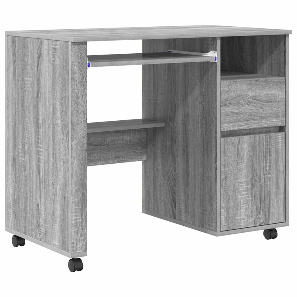 Scrivania con Ruote con cassetto Grigio Sonoma 91 x 50 x 77 cm | homemem39