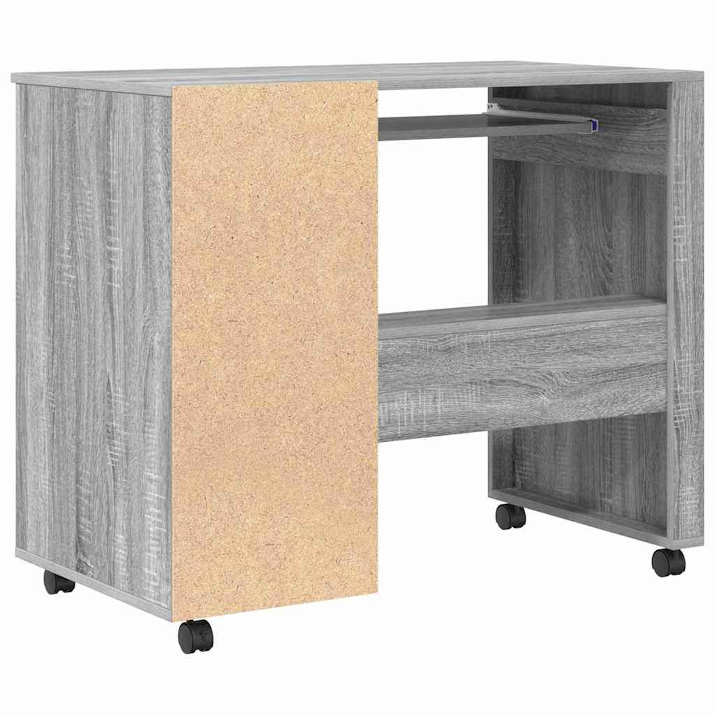 Scrivania con Ruote con cassetto Grigio Sonoma 91 x 50 x 77 cm | homemem39