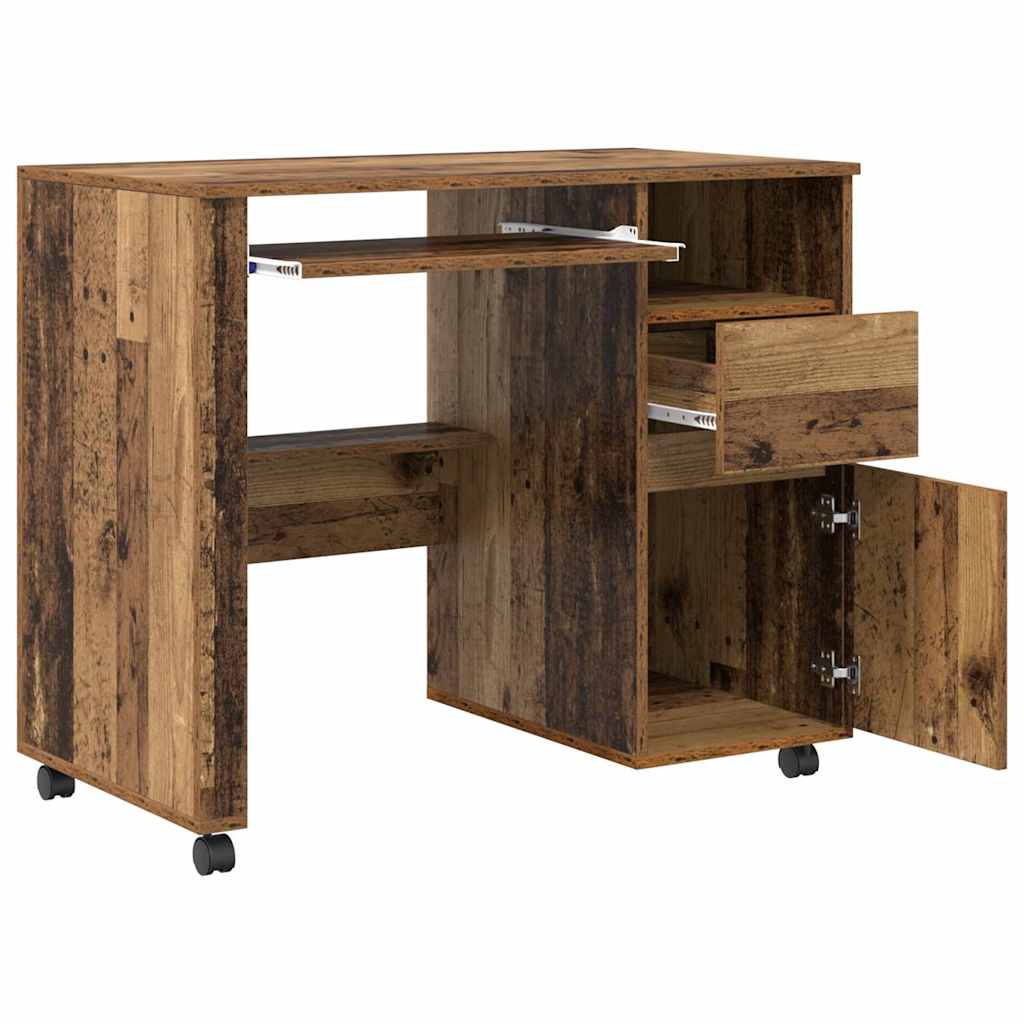 Scrivania con Ruote con cassetto Legno vecchio 91 x 50 x 77 cm