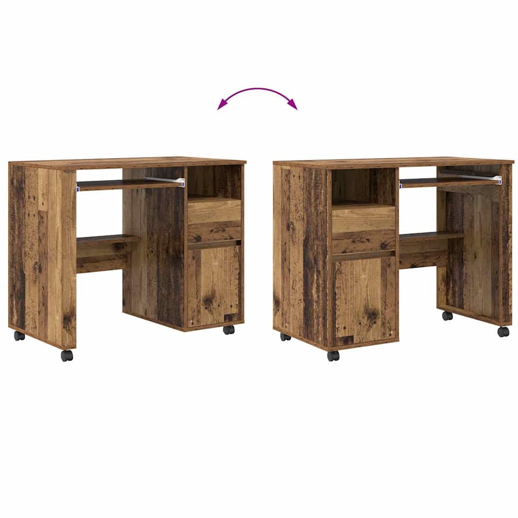 Scrivania con Ruote con cassetto Legno vecchio 91 x 50 x 77 cm | homemem39