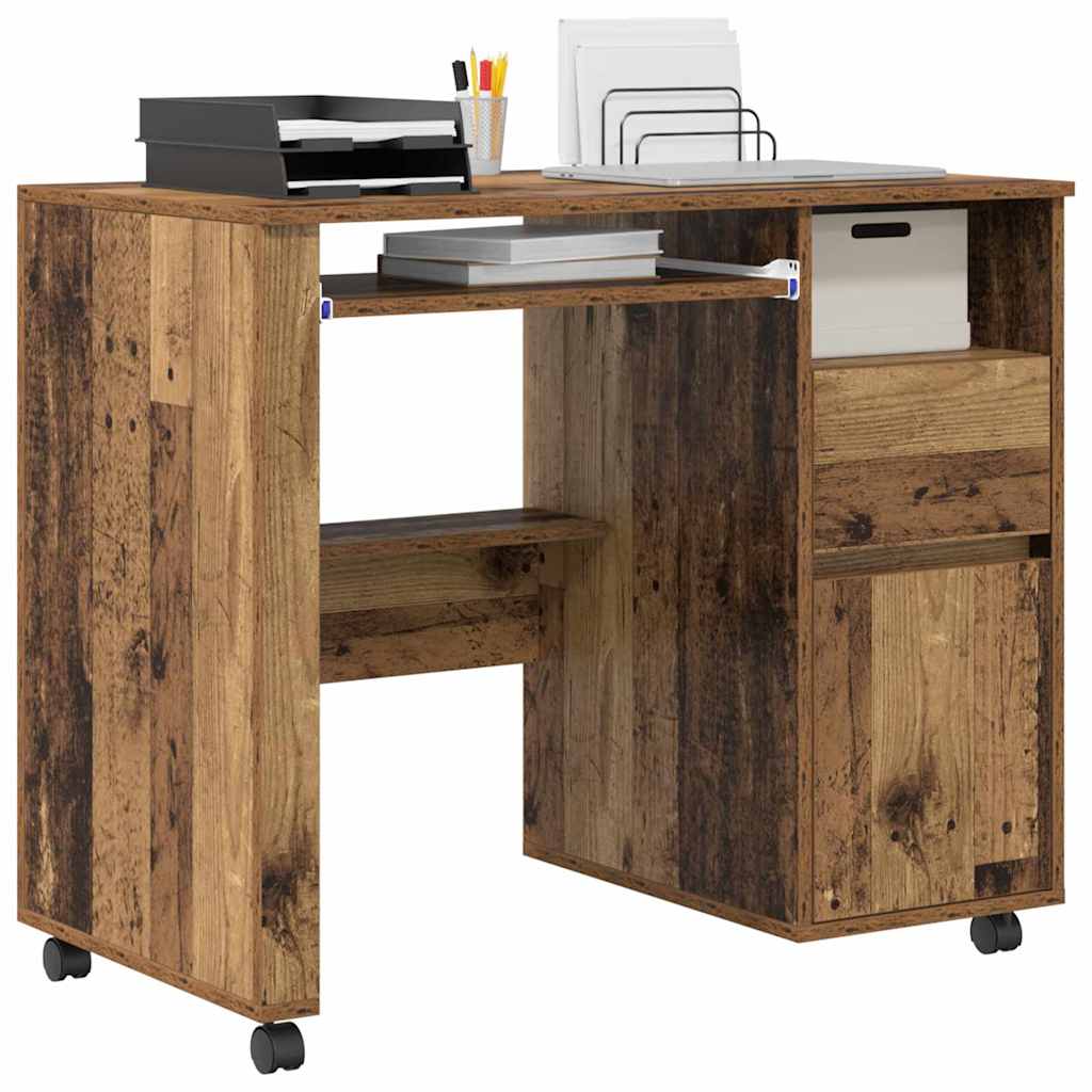 Scrivania con Ruote con cassetto Legno vecchio 91 x 50 x 77 cm | homemem39