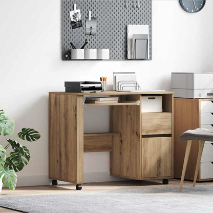 Scrivania con Ruote Rovere artigianale 91 x 50 x 77 cm | homemem39