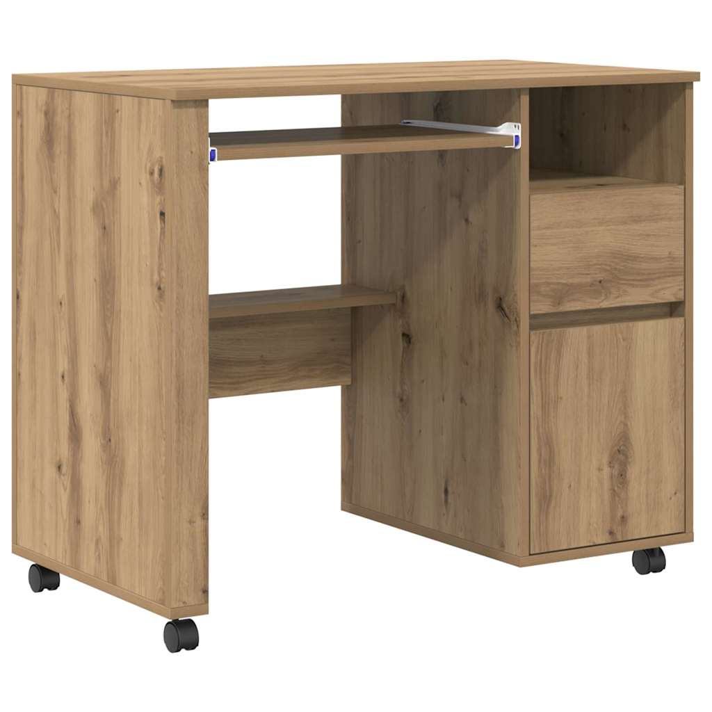Scrivania con Ruote Rovere artigianale 91 x 50 x 77 cm | homemem39