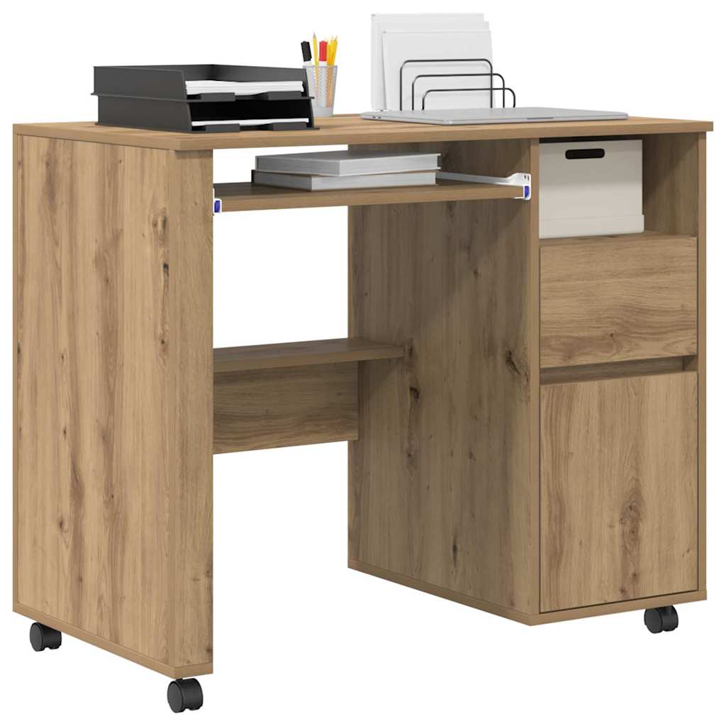 Scrivania con Ruote Rovere artigianale 91 x 50 x 77 cm | homemem39