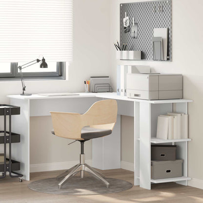 Scrivania ad angolo con lo scaffale Bianco 140 x 113,5 x 75 cm | homemem39
