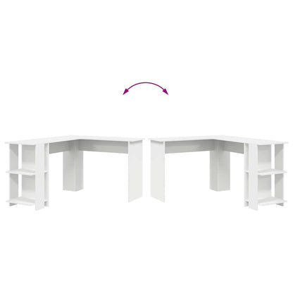 Scrivania ad angolo con lo scaffale Bianco 140 x 113,5 x 75 cm