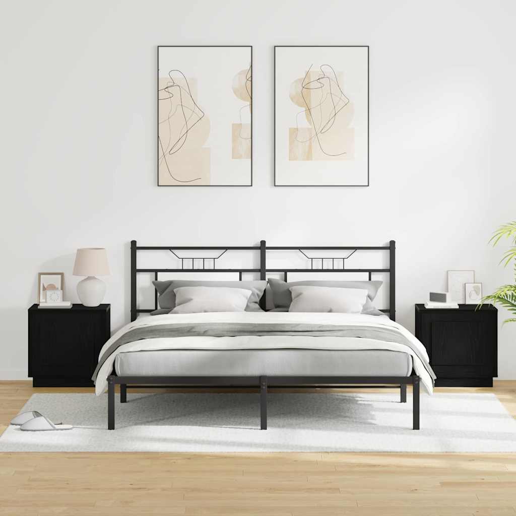 Armadio da Notte 2 pcs Nero 44 x 34,5 x 45 cm Legno multistrato