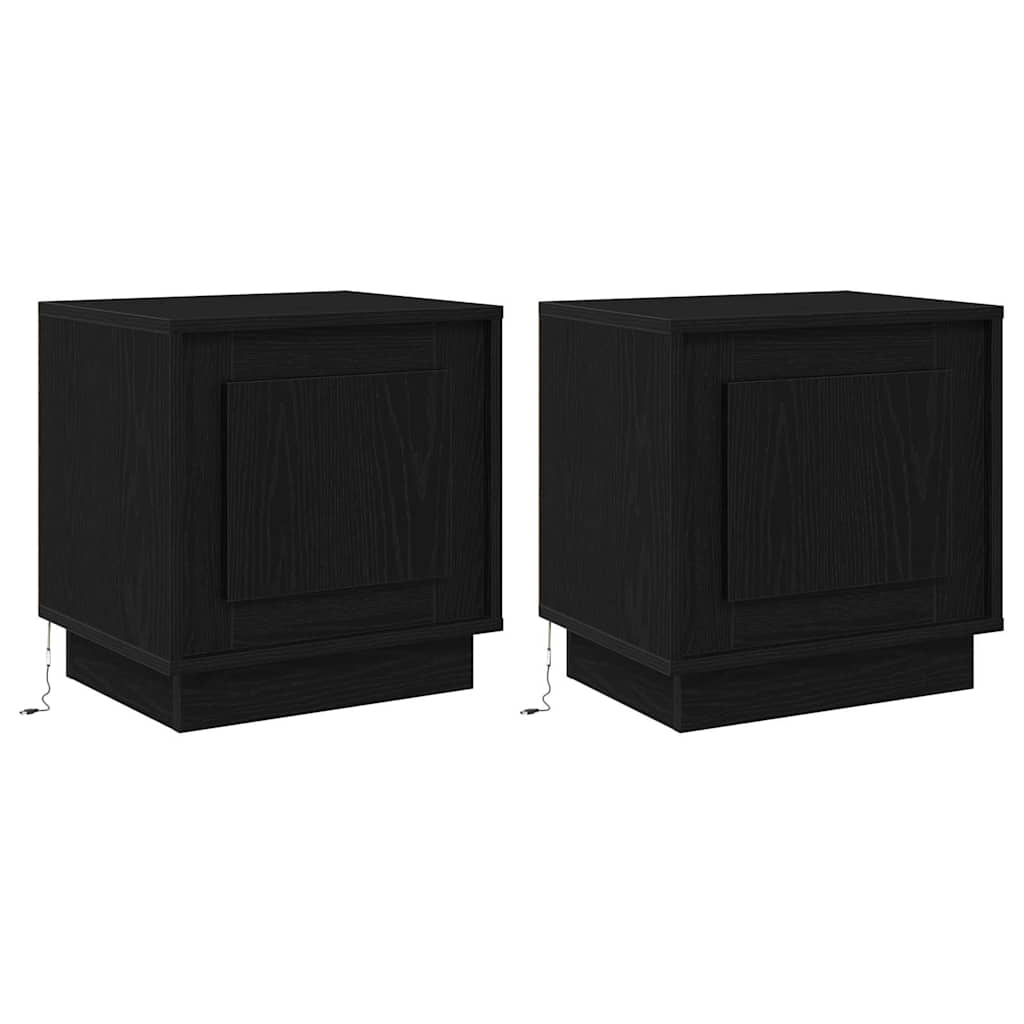 Armadio da Notte 2 pcs Nero 44 x 34,5 x 45 cm Legno multistrato