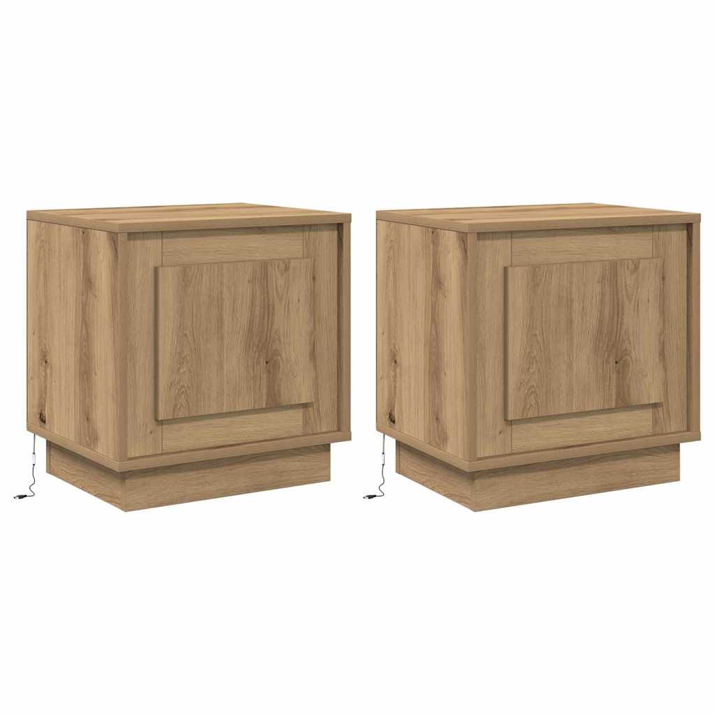 Armadio da Notte 2 pcs Rovere artigianale 44 x 34,5 x 45 cm