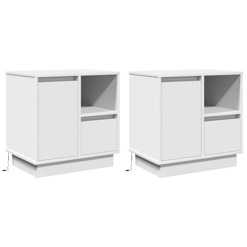 Armadio da Notte con cassetto 2 pcs Bianco 50 x 34,5 x 50 cm.