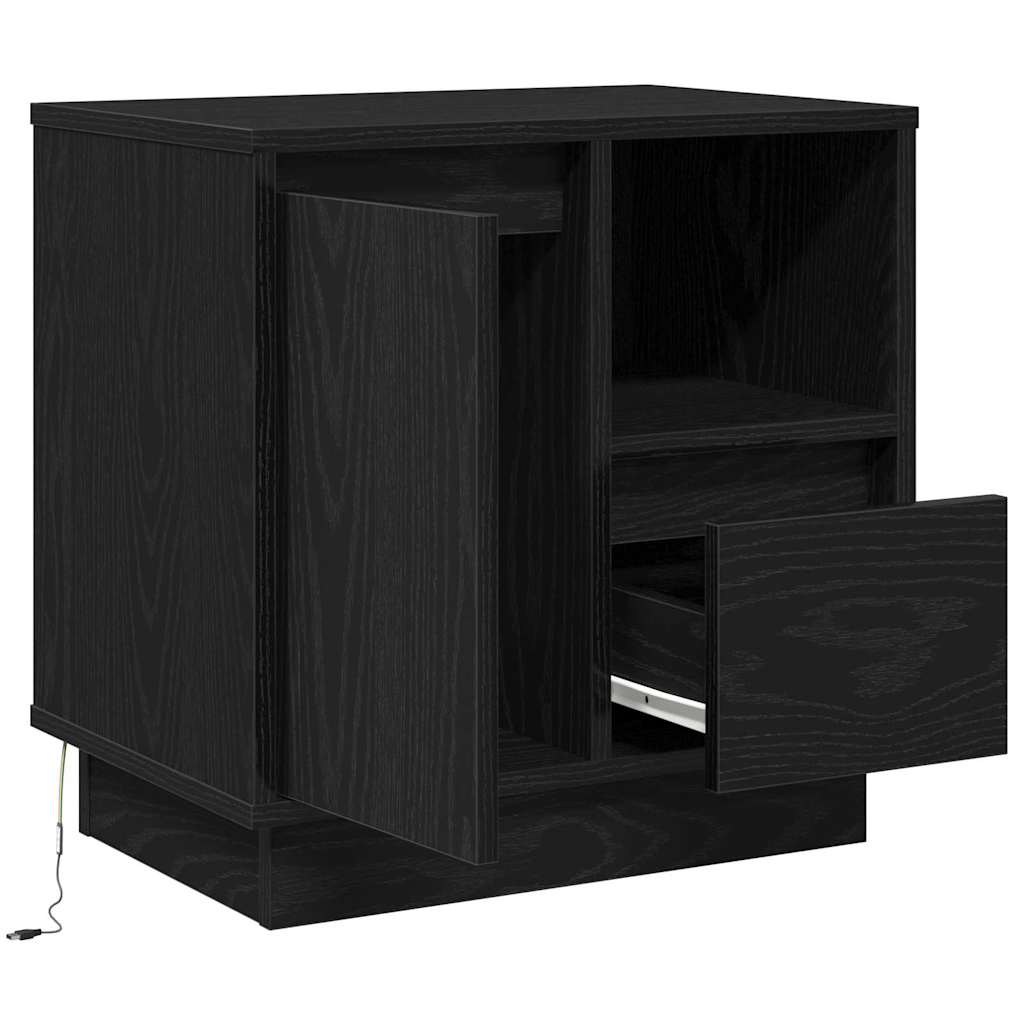 Armadio da Notte con cassetto Rovere Nero 50 x 34,5 x 50 cm.