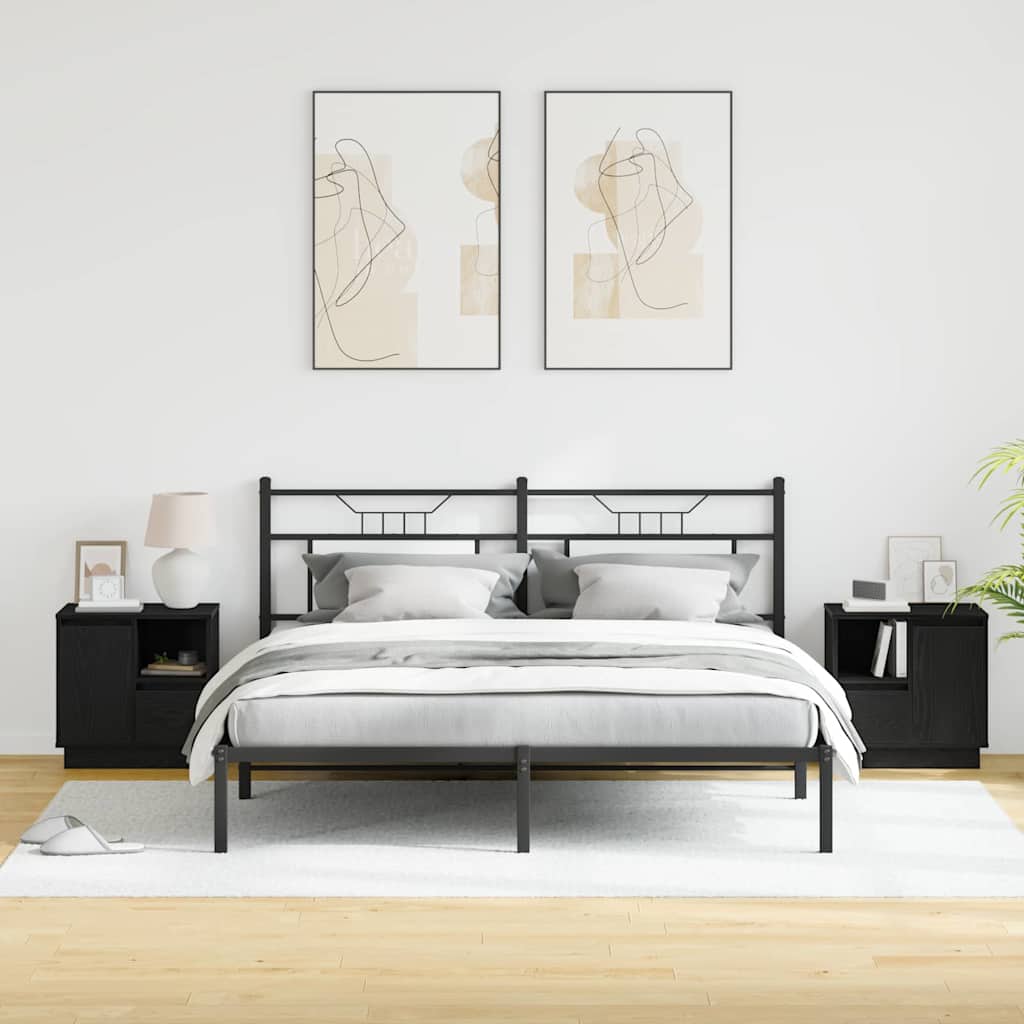 Armadio da Notte 2 pcs Rovere Nero 50 x 34,5 x 50 cm.