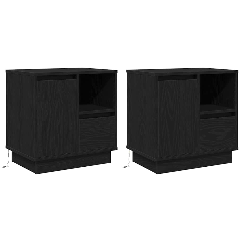 Armadio da Notte 2 pcs Rovere Nero 50 x 34,5 x 50 cm.