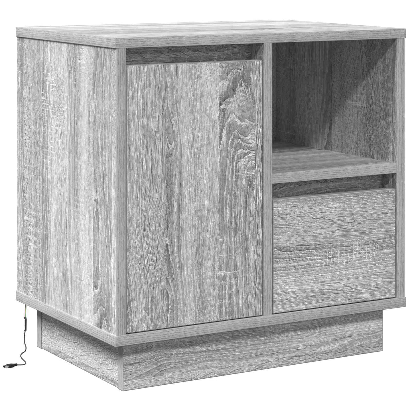 Armadio da Notte Grigio 50 x 34,5 x 50 cm. Legno multistrato