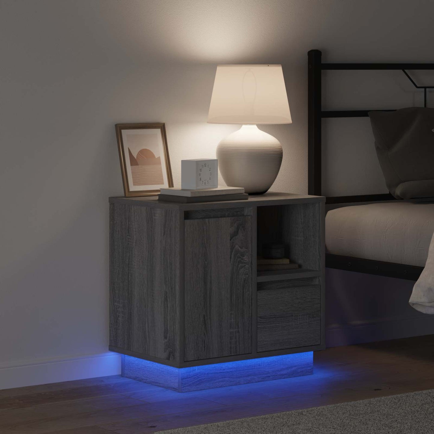 Armadio da Notte con cassetto 2 pcs Grigio 50 x 34,5 x 50 cm.