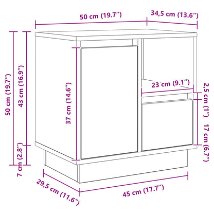 Armadio da Notte con cassetto 2 pcs Grigio 50 x 34,5 x 50 cm.