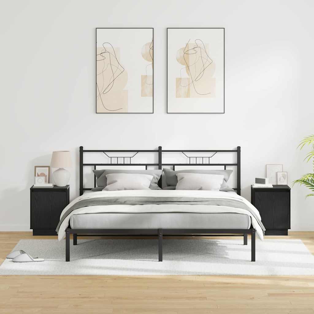 Armadio da Notte 2 pcs Rovere Nero 39 x 34,5 x 50 cm