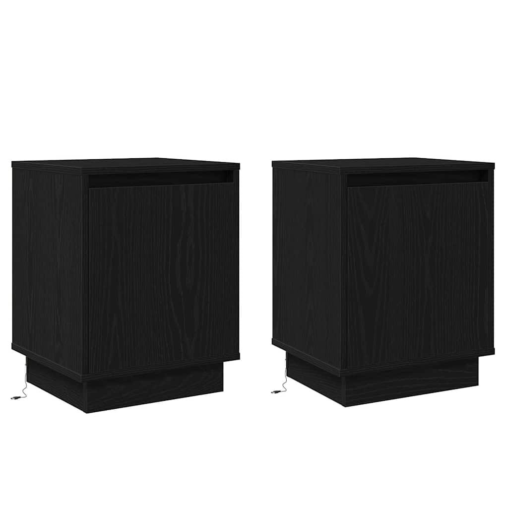 Armadio da Notte 2 pcs Rovere Nero 39 x 34,5 x 50 cm