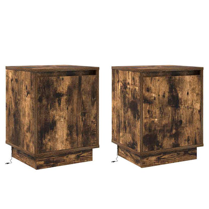 Armadio da Notte con 2 pcs Rovere fumé 39 x 34.5 x 50 cm