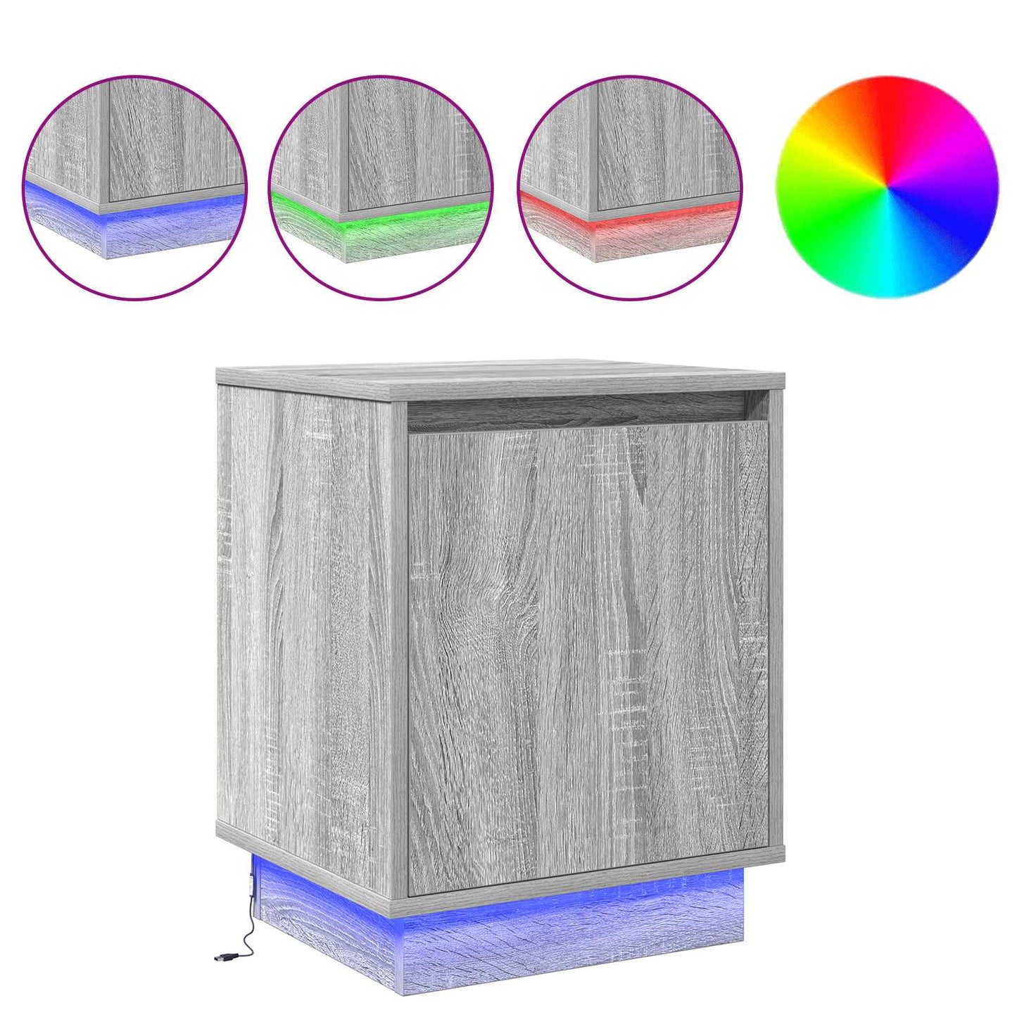 Armadio da Notte Grigio 39 x 34,5 x 50 cm Legno multistrato
