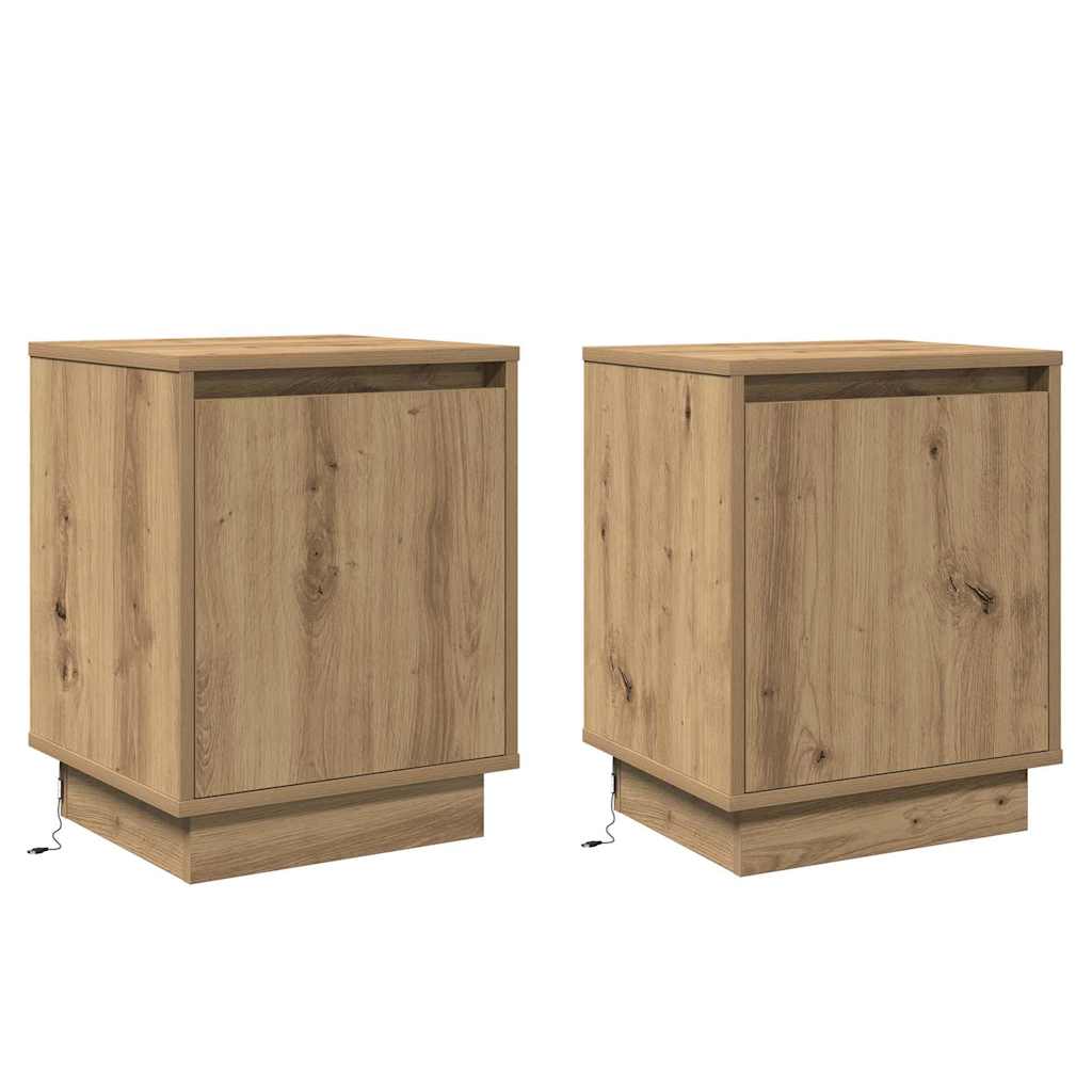 Armadio da Notte 2 pcs Rovere artigianale 39 x 34,5 x 50 cm