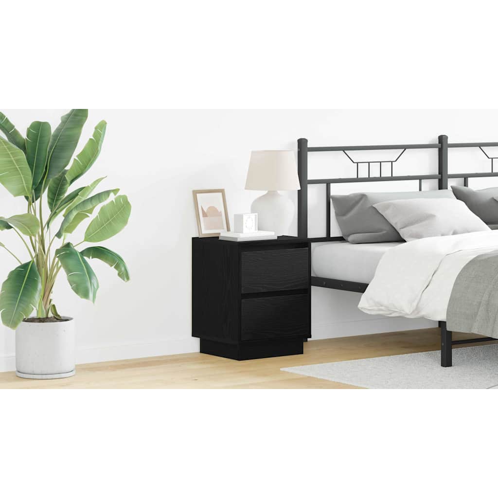 Armadio da Notte con cassetto Rovere Nero 39 x 34,5 x 50 cm | homemem39