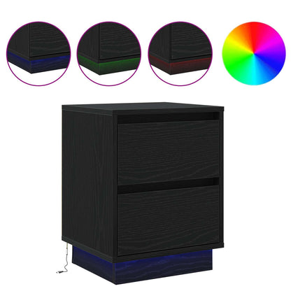 Armadio da Notte con cassetto Rovere Nero 39 x 34,5 x 50 cm