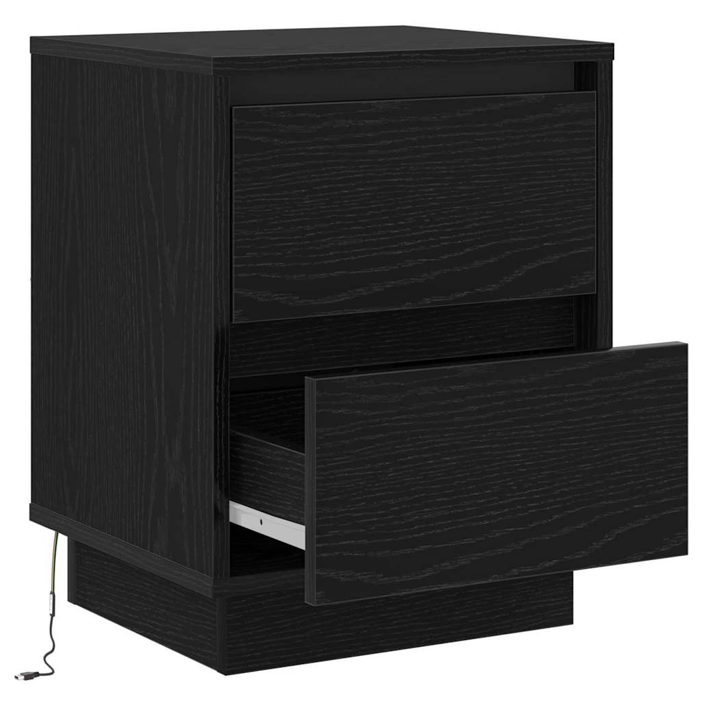 Armadio da Notte con cassetto Rovere Nero 39 x 34,5 x 50 cm | homemem39