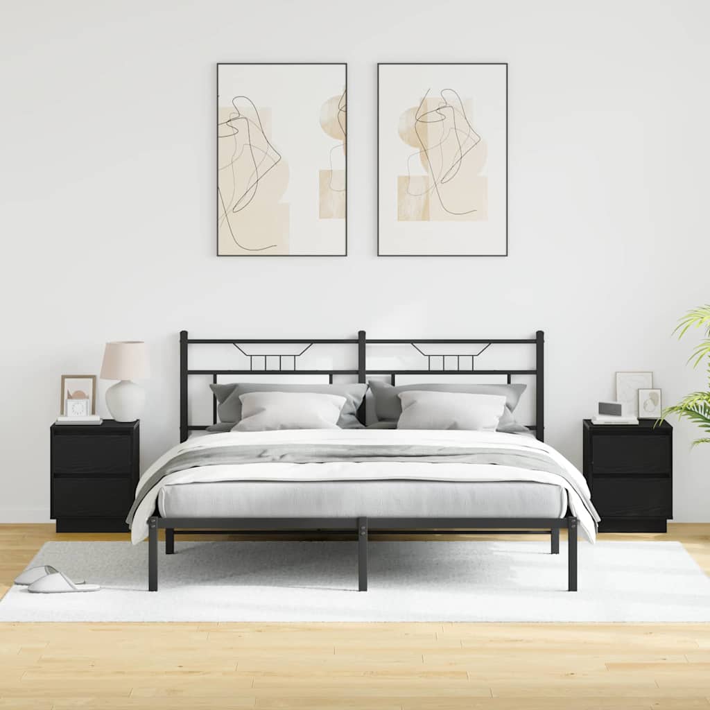 Armadio da Notte 2 pcs Rovere Nero 39 x 34,5 x 50 cm