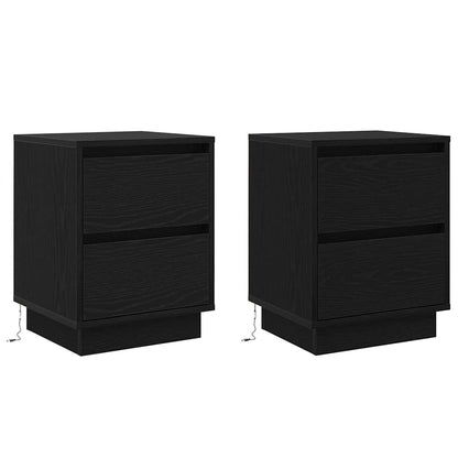 Armadio da Notte 2 pcs Rovere Nero 39 x 34,5 x 50 cm