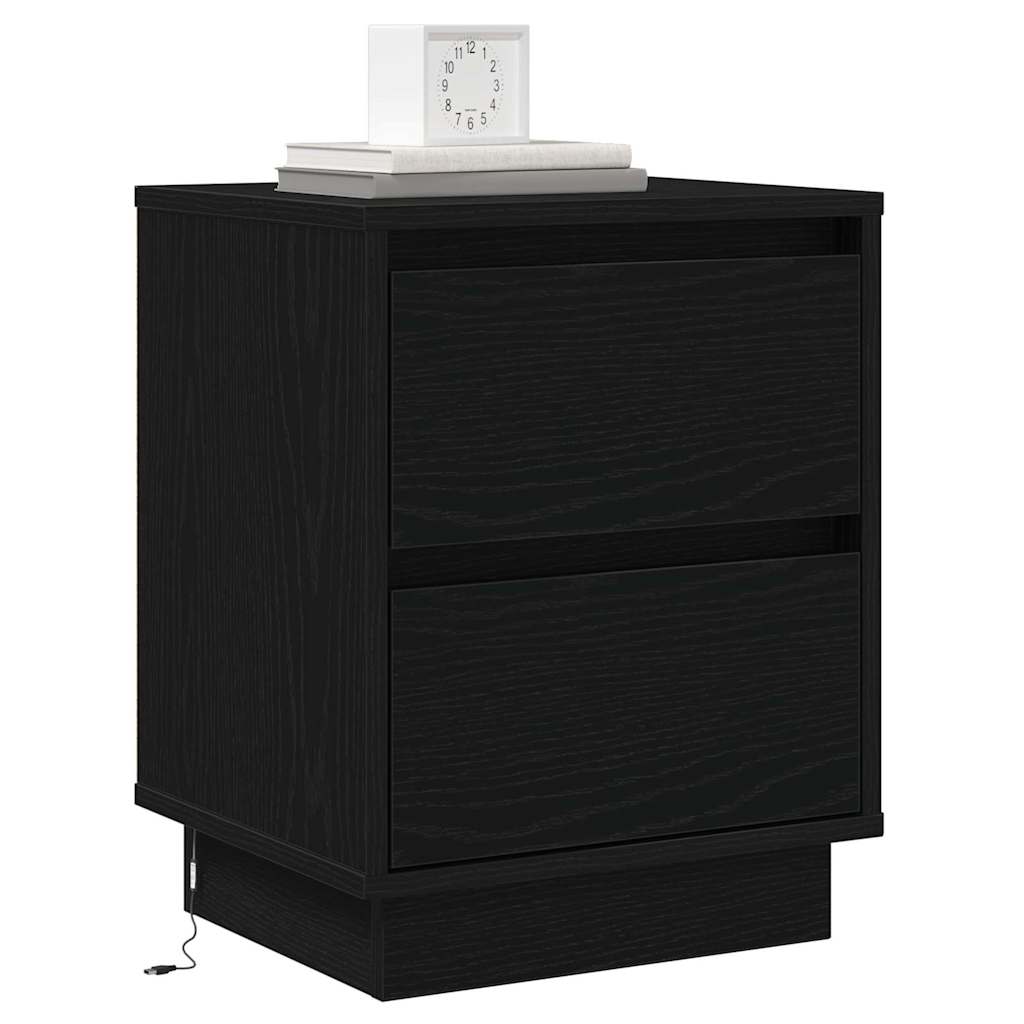 Armadio da Notte 2 pcs Rovere Nero 39 x 34,5 x 50 cm