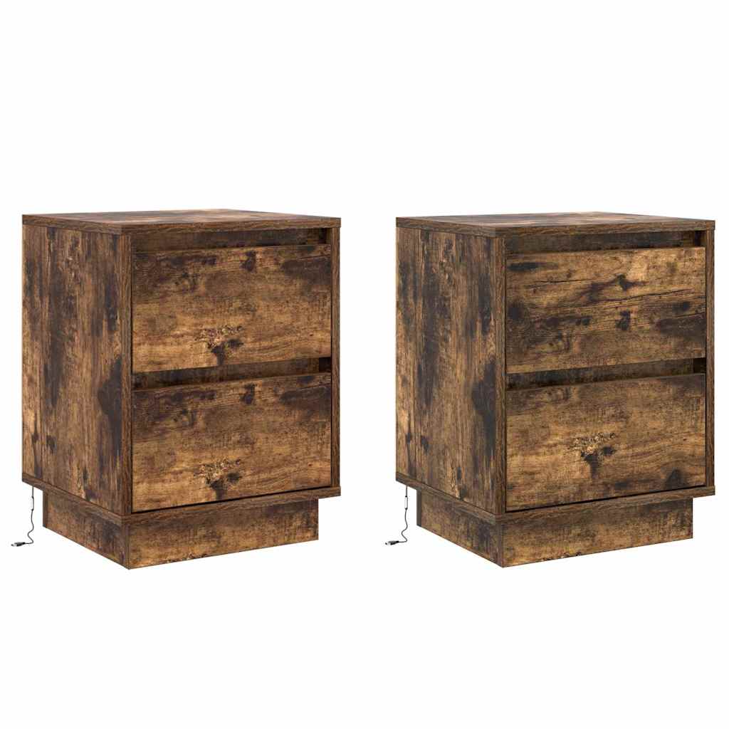 Armadio da Notte 2 pcs Rovere fumé 39 x 34,5 x 50 cm