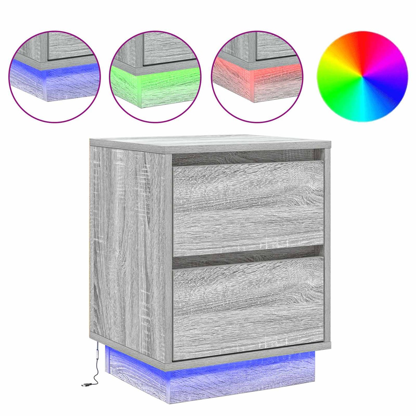 Armadio da Notte Grigio 39 x 34,5 x 50 cm Legno multistrato