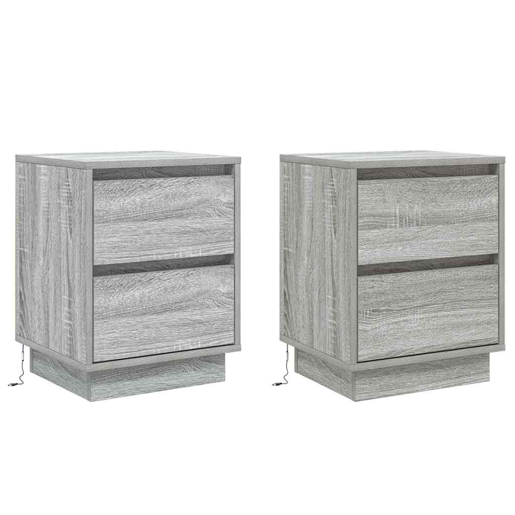 Armadio da Notte con cassetto 2 pcs Grigio 39 x 34,5 x 50 cm