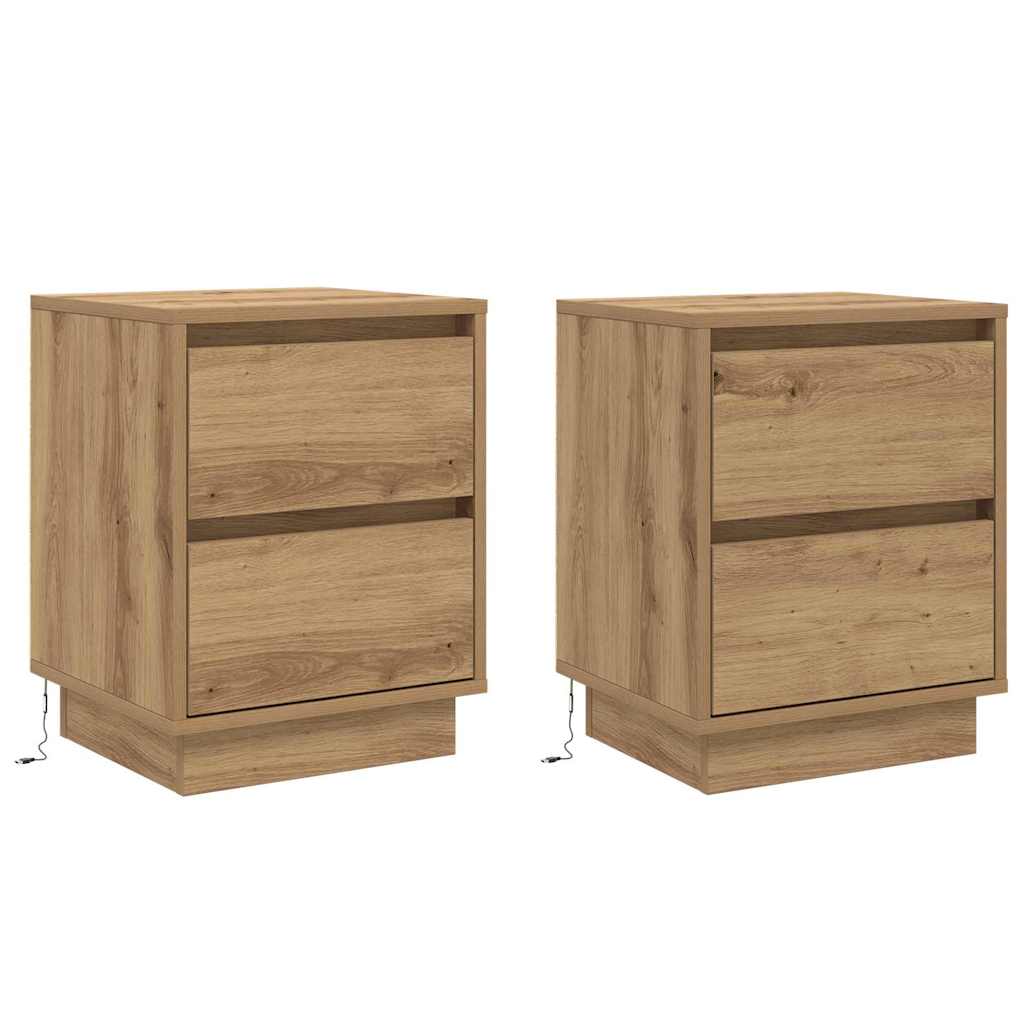 Armadio da Notte 2 pcs Rovere artigianale 39 x 34,5 x 50 cm