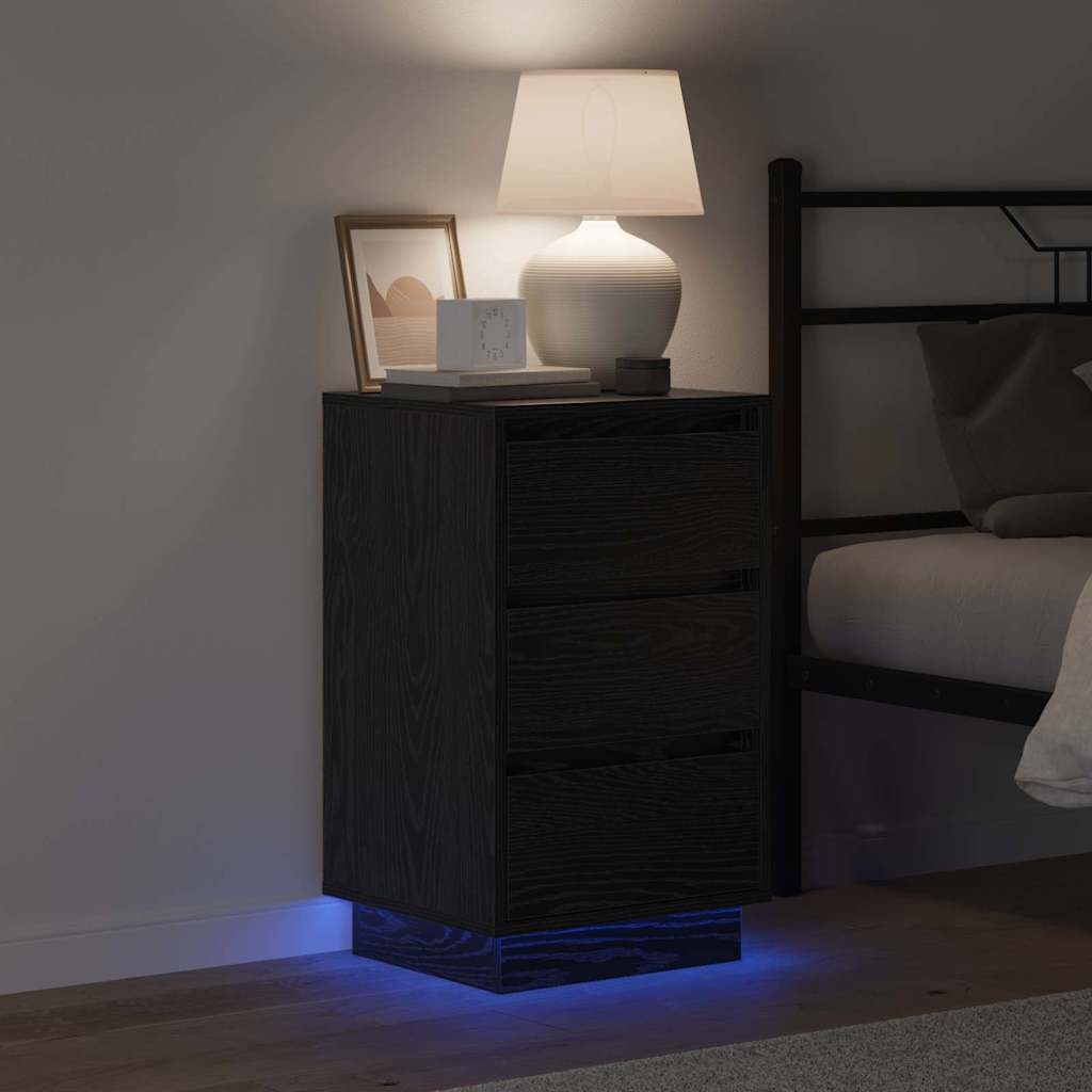 Armadio da Notte con cassetto Rovere Nero 39 x 34,5 x 65 cm | homemem39