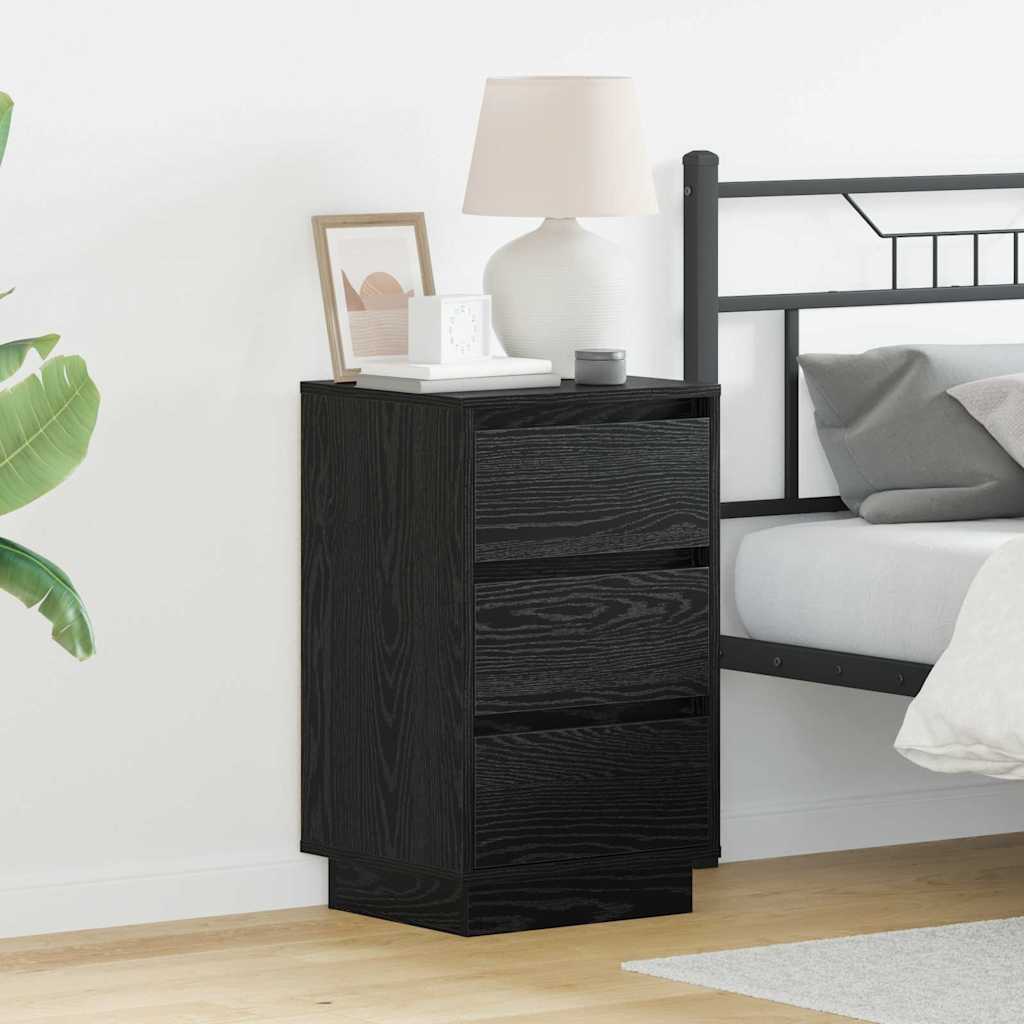 Armadio da Notte con cassetto Rovere Nero 39 x 34,5 x 65 cm | homemem39