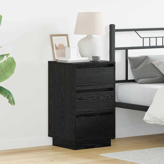 Armadio da Notte con cassetto Rovere Nero 39 x 34,5 x 65 cm | homemem39