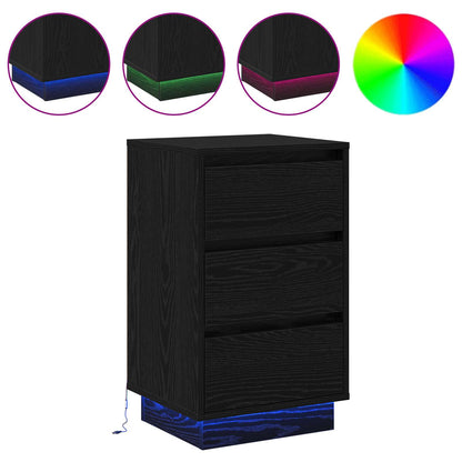 Armadio da Notte con cassetto Rovere Nero 39 x 34,5 x 65 cm